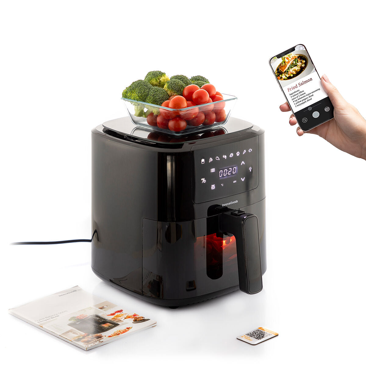Friteuse sans huile avec balance InnovaGoods Fryinn Balance 5000 Noir Acier inoxydable 1500 W 5 L