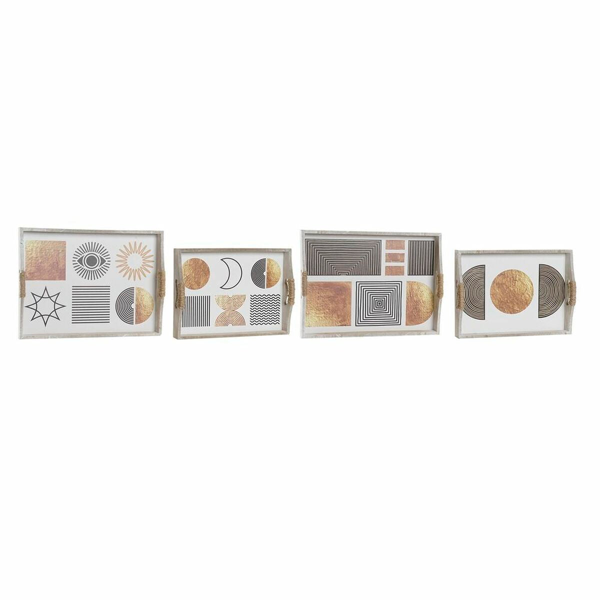 Jeux de plateaux DKD Home Decor Noir Doré Blanc 40 x 30 x 6 cm (2 Unités)