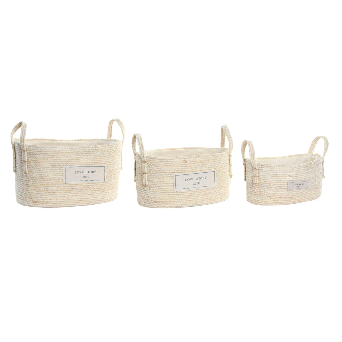 Set de basket DKD Home Decor Coton Fibre (34 x 23 x 20 cm)