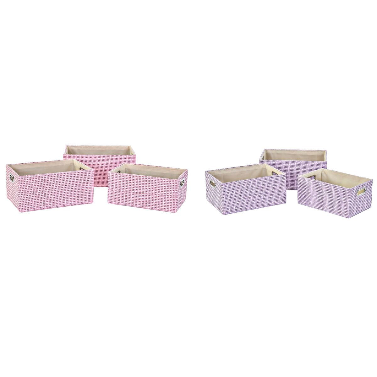 Set de basket DKD Home Decor 40,5 x 27,5 x 18 cm Polyester (2 Unités)
