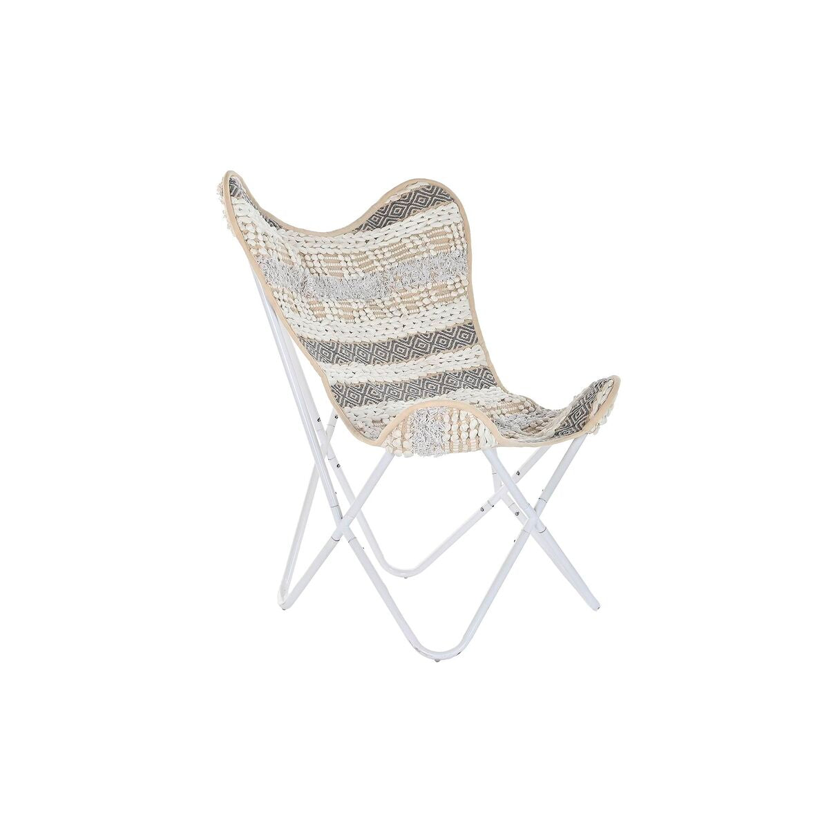 Chaise de jardin DKD Home Decor Gris Coton Blanc Fer (74 x 65 x 90 cm)