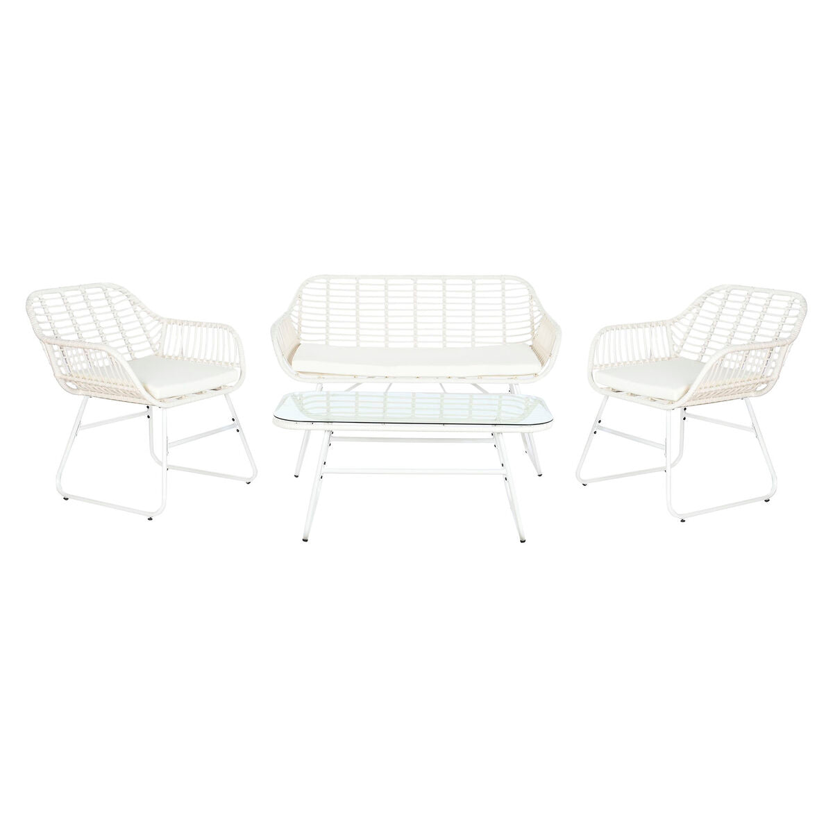 Ensemble Canapé + Table DKD Home Decor Métal rotin synthétique 124 x 74 x 84 cm