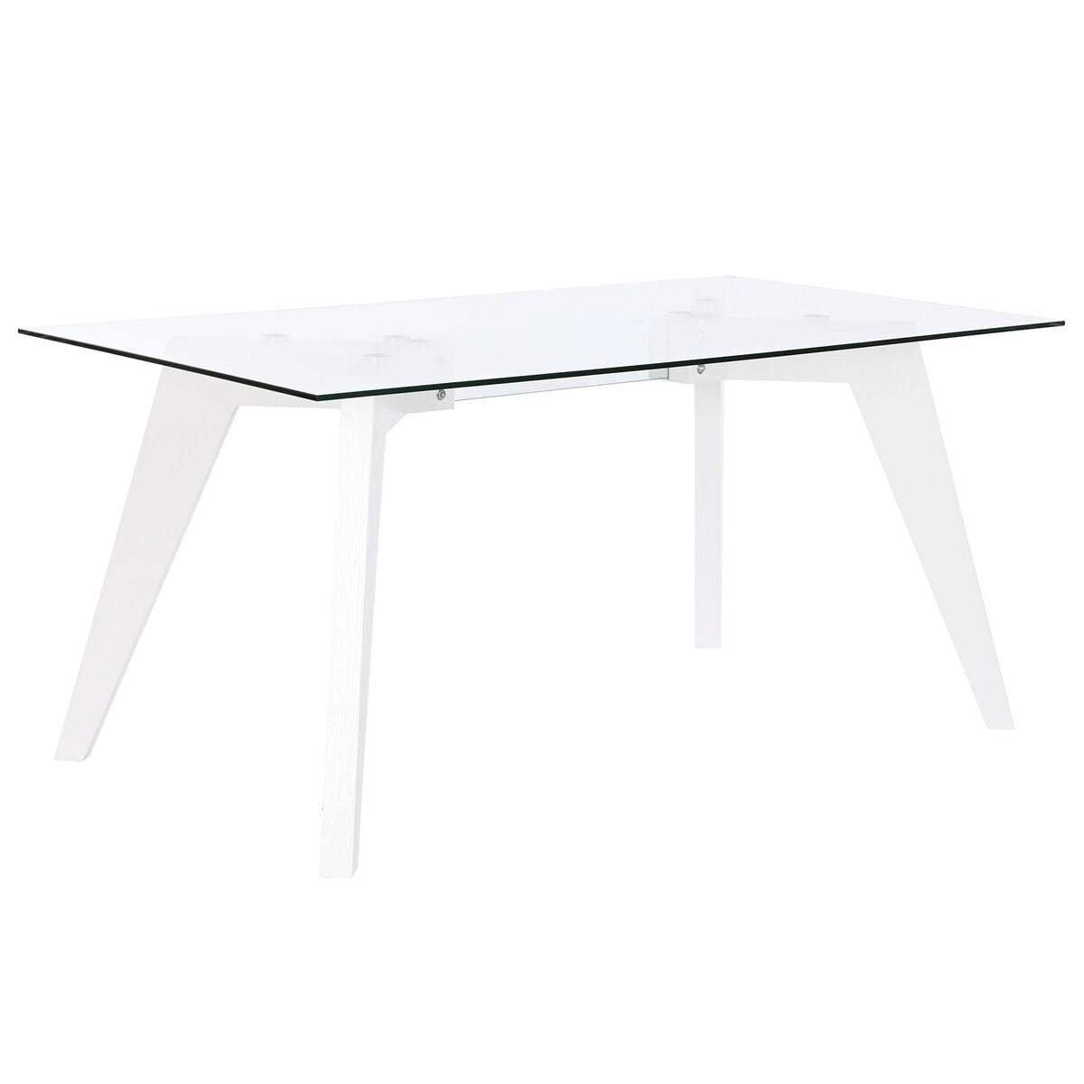 Table de Salle à Manger DKD Home Decor Blanc Transparent Verre Bois MDF 160 x 90 x 75 cm