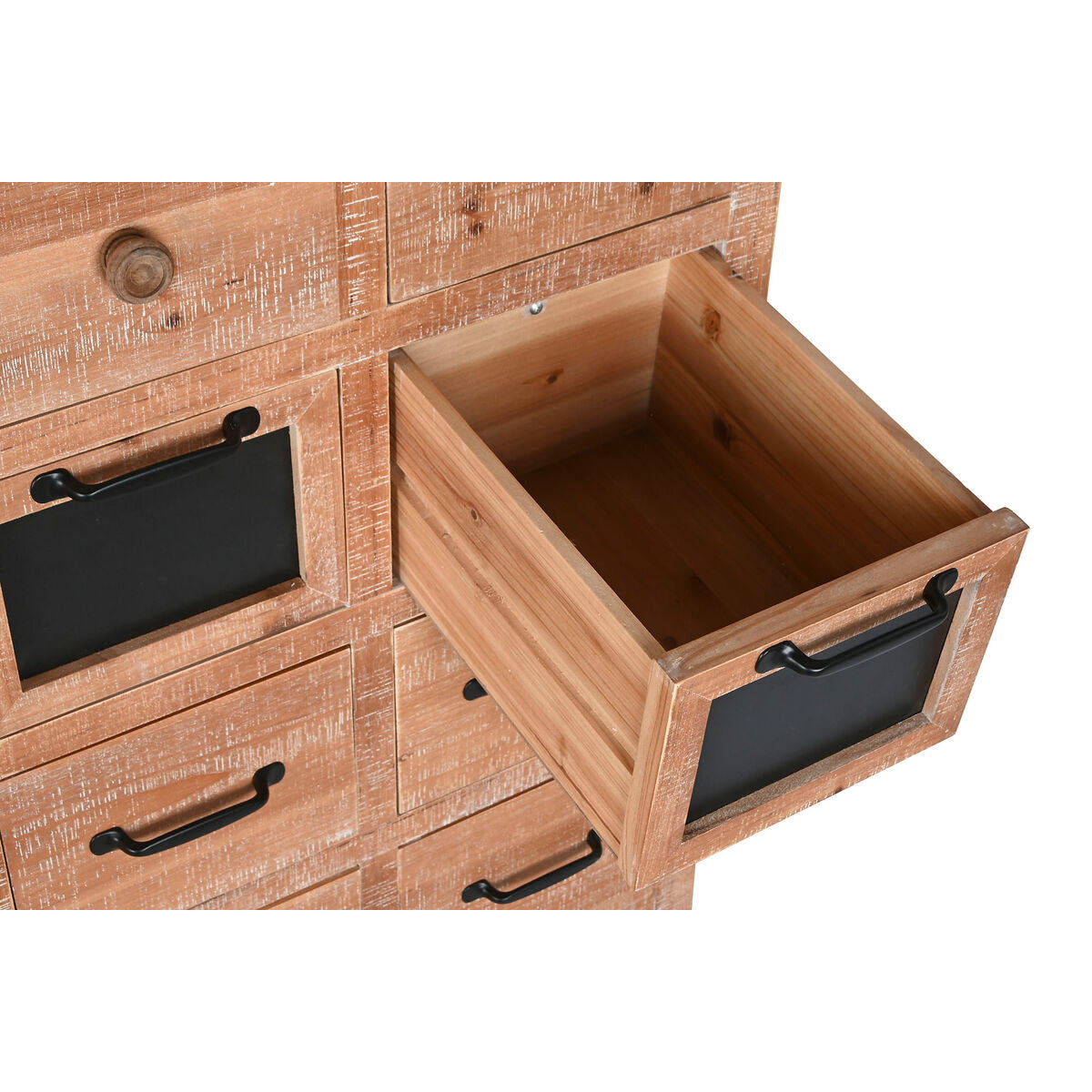 Caisson à Tiroirs Home ESPRIT Noir Naturel Métal Sapin Cottage 110 x 40 x 92,5 cm