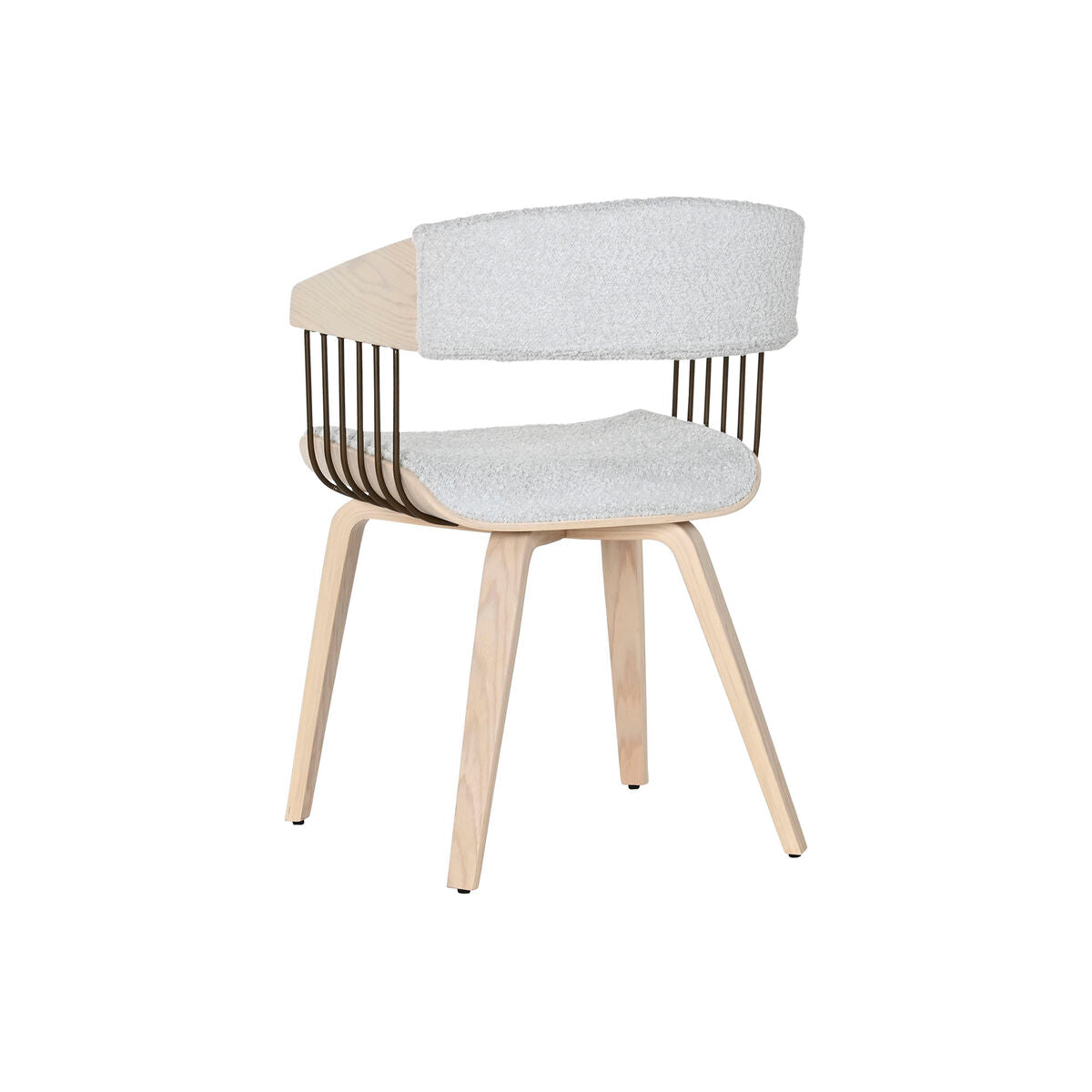 Chaise de Salle à Manger Home ESPRIT Gris Polyester Bois 51 x 55 x 76,5 cm