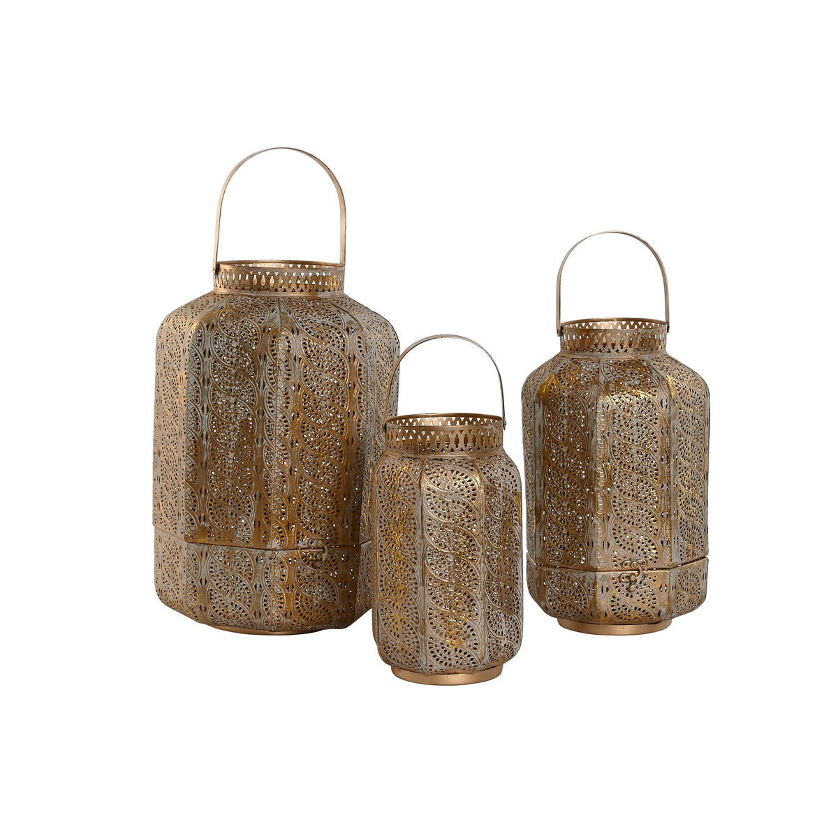 Ensemble de bougeoirs Home ESPRIT Doré Métal 25 x 25 x 40 cm