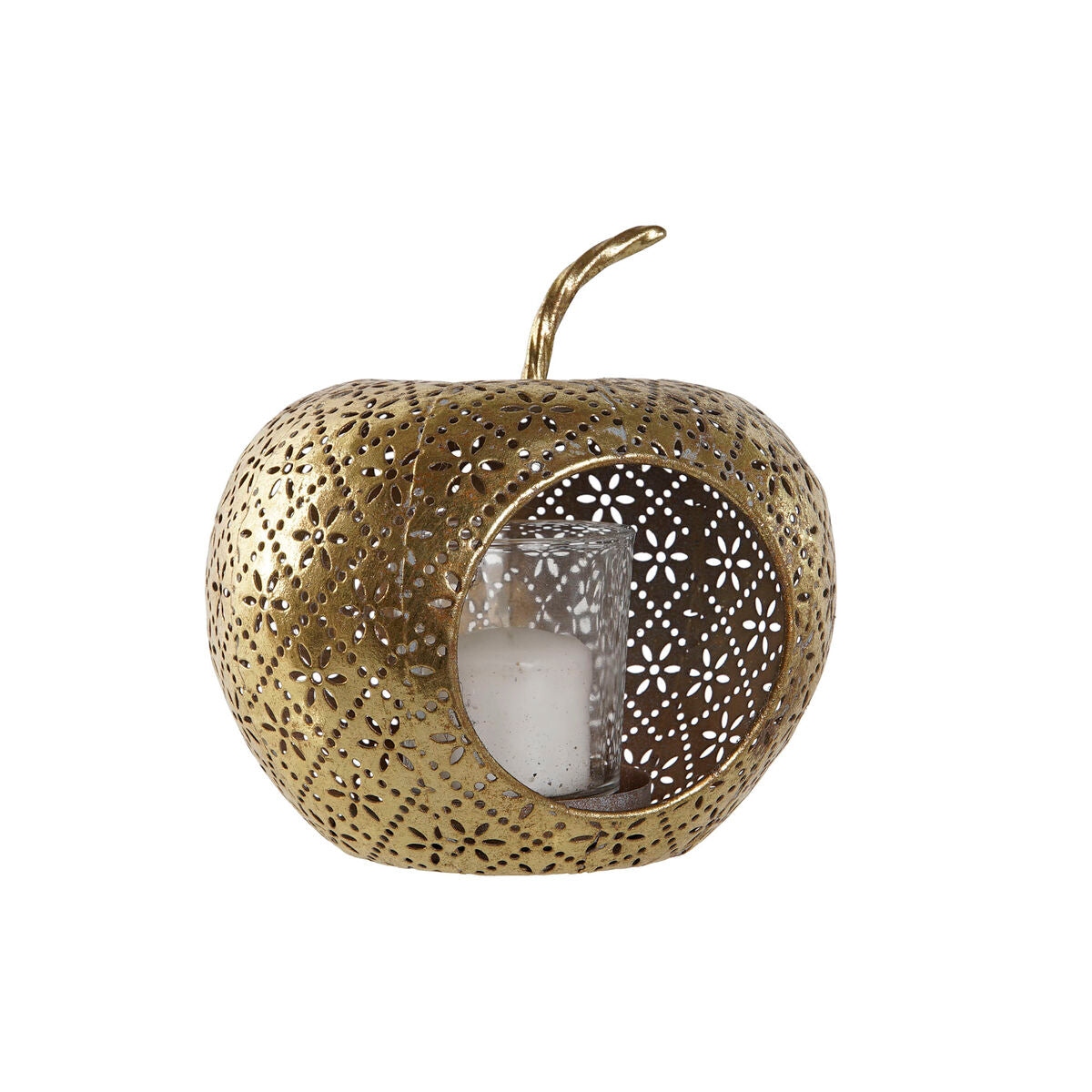 Bougeoir Home ESPRIT Doré Métal Verre 14 x 14 x 13 cm
