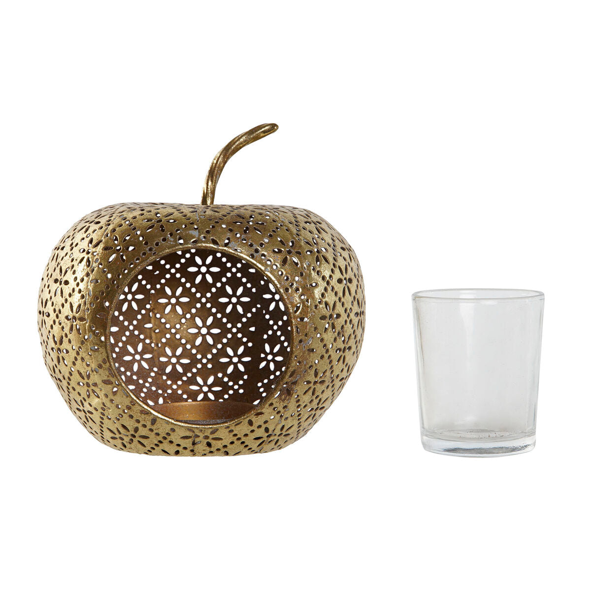 Bougeoir Home ESPRIT Doré Métal Verre 14 x 14 x 13 cm
