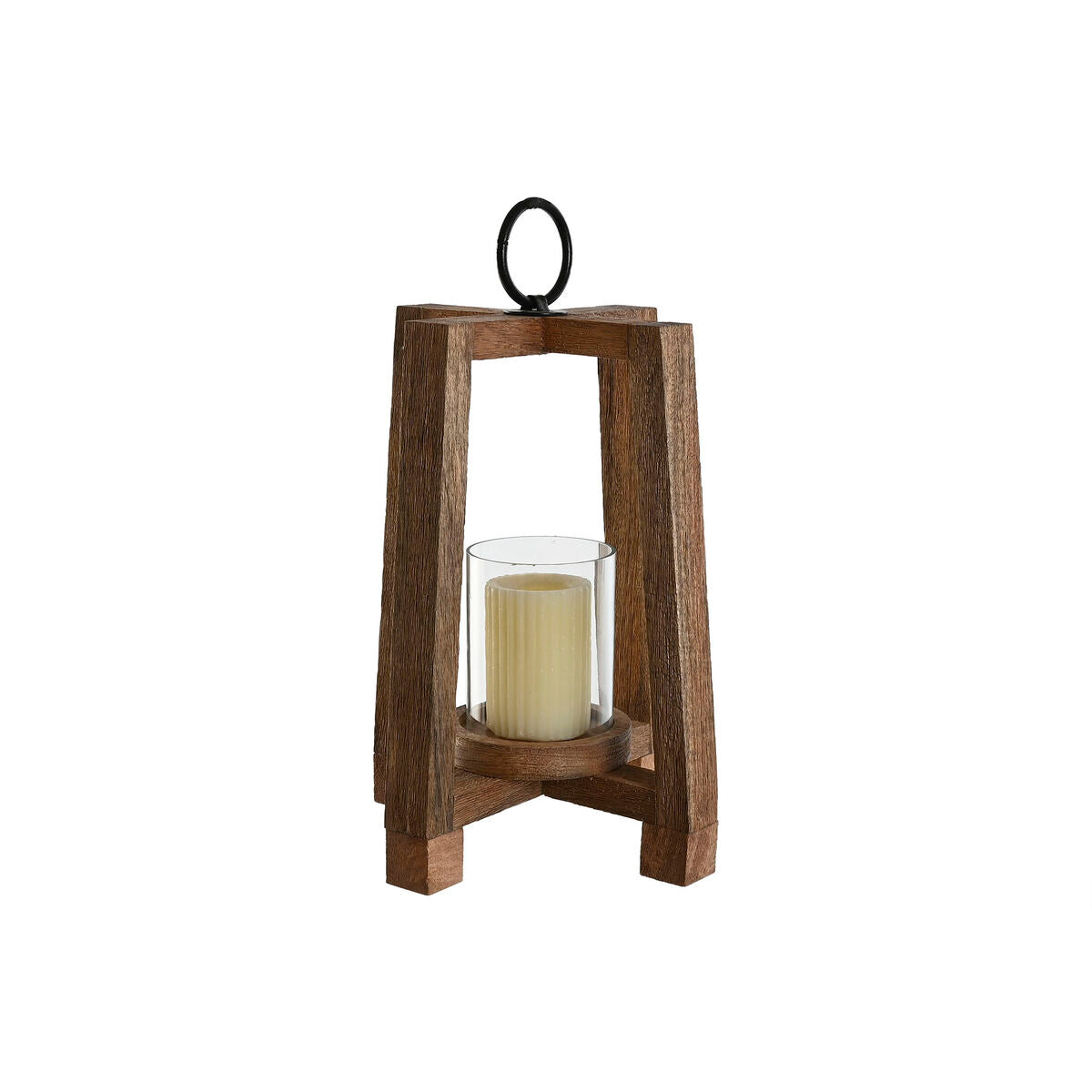 Bougeoir Home ESPRIT Marron Naturel Verre Bois de manguier 25 x 25 x 35 cm