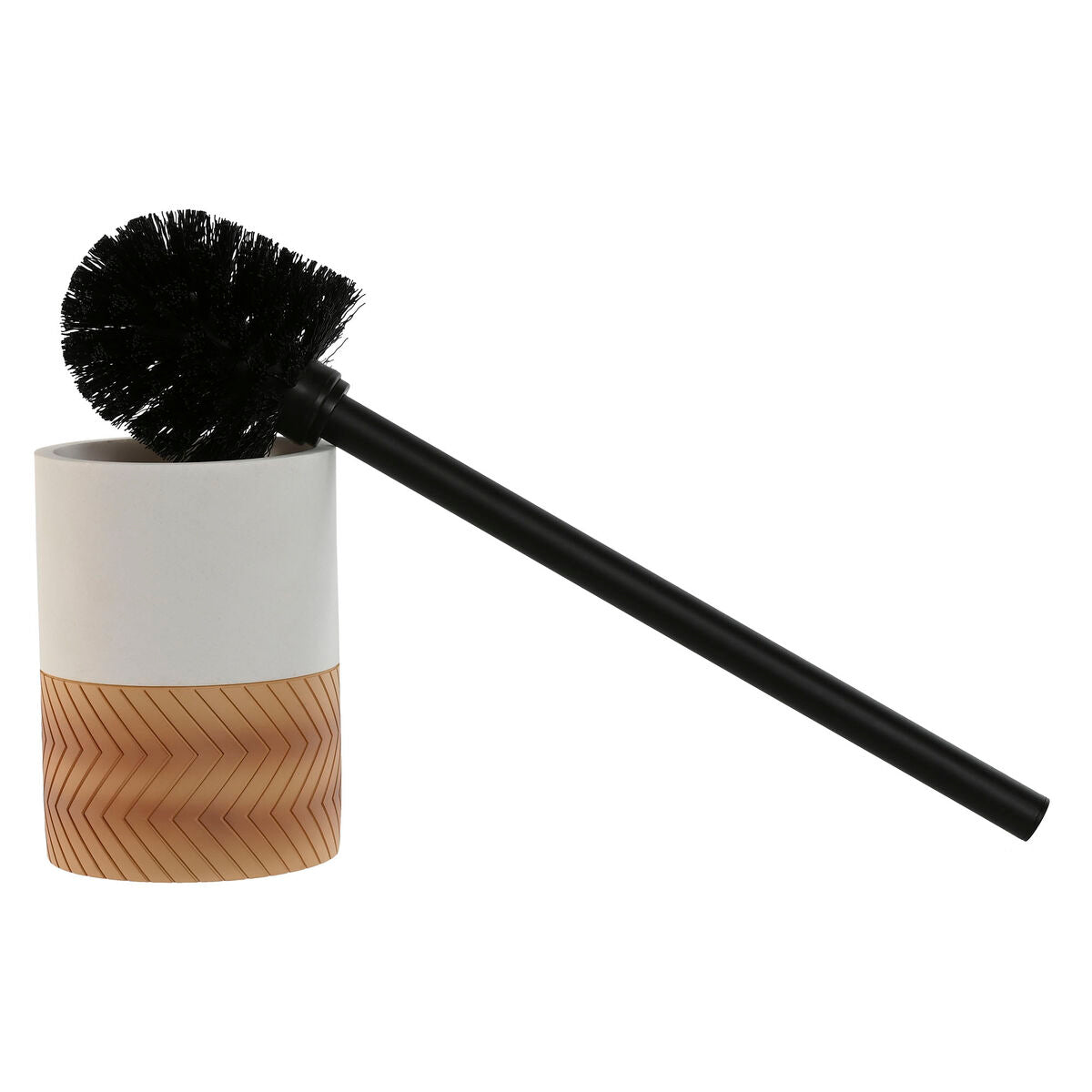 Brosse de salle de wc Home ESPRIT Blanc Gris Naturel Résine 9,5 x 9,5 x 37 cm (2 Unités)