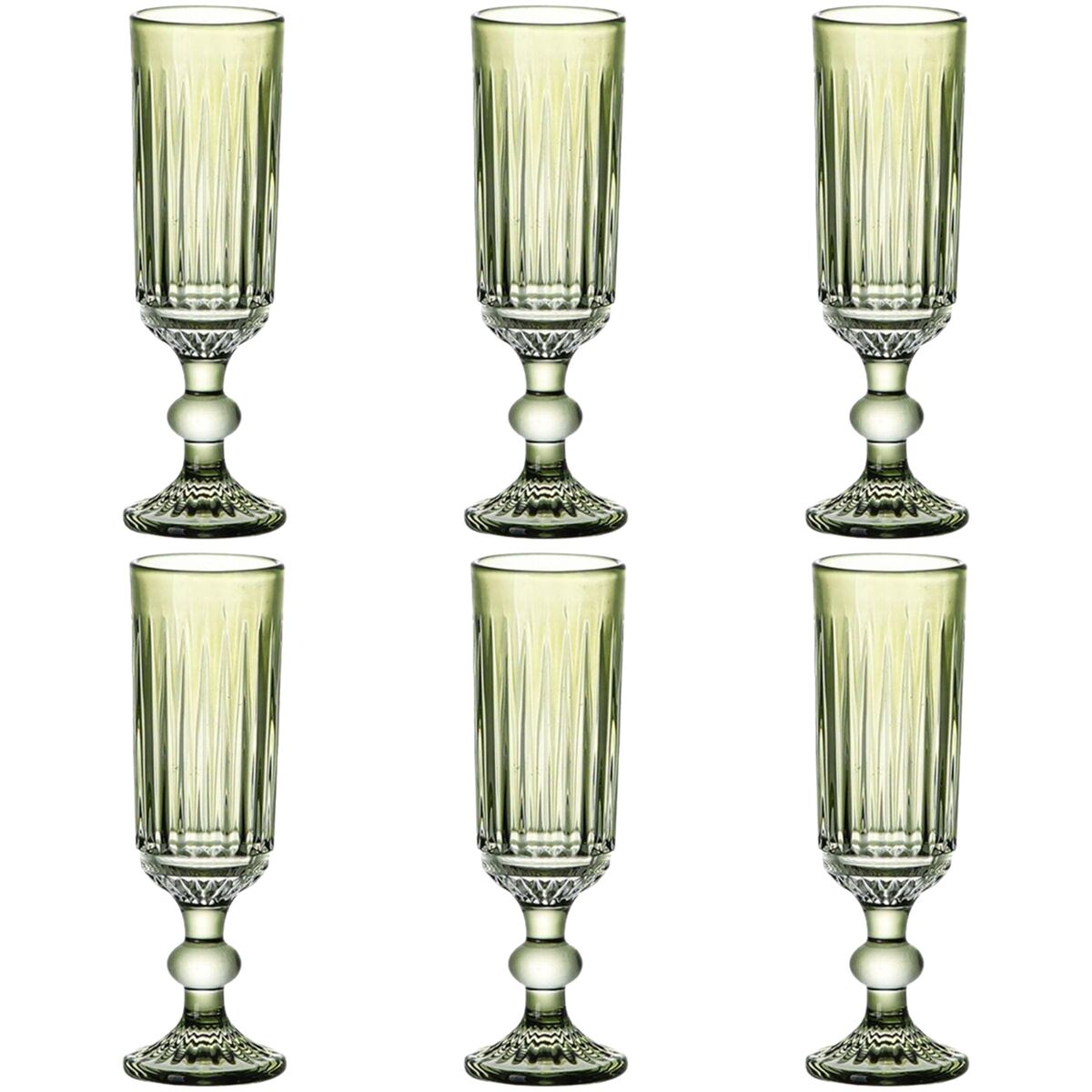 Set de Verres Home ESPRIT Vert Verre 6 x 6 x 18,4 cm (6 Unités)