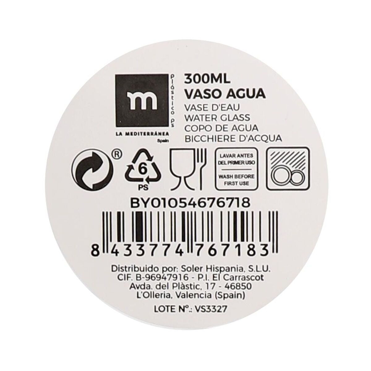 Verre d'eau La Mediterránea 0,3 L (24 Unités)