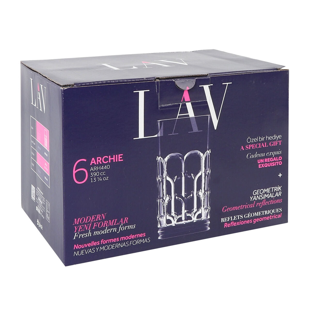 Set de Verres LAV Archie 0,39 L 6 Pièces (4 Unités)