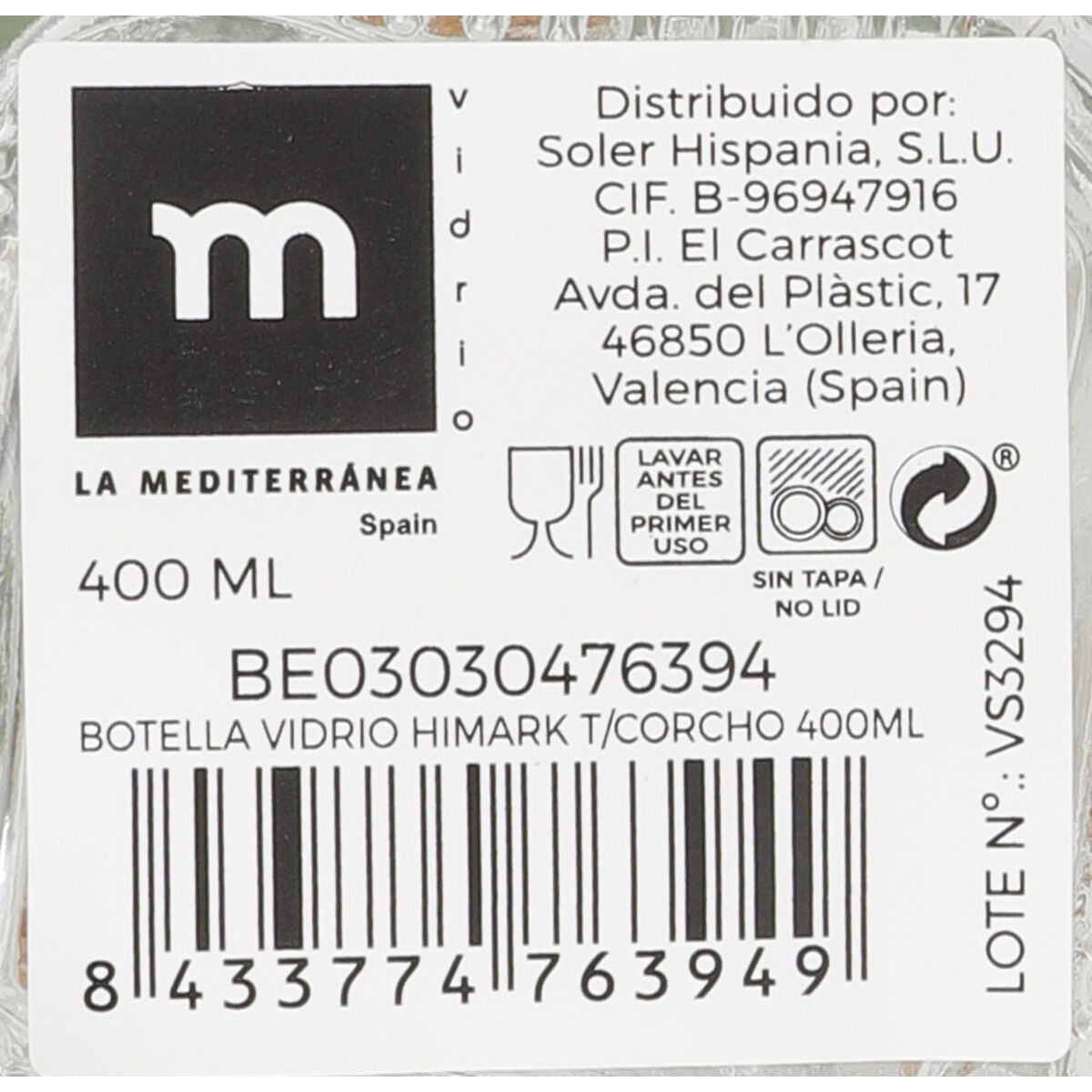 Bouteille en Verre La Mediterránea verre 400 ml (24 Unités)