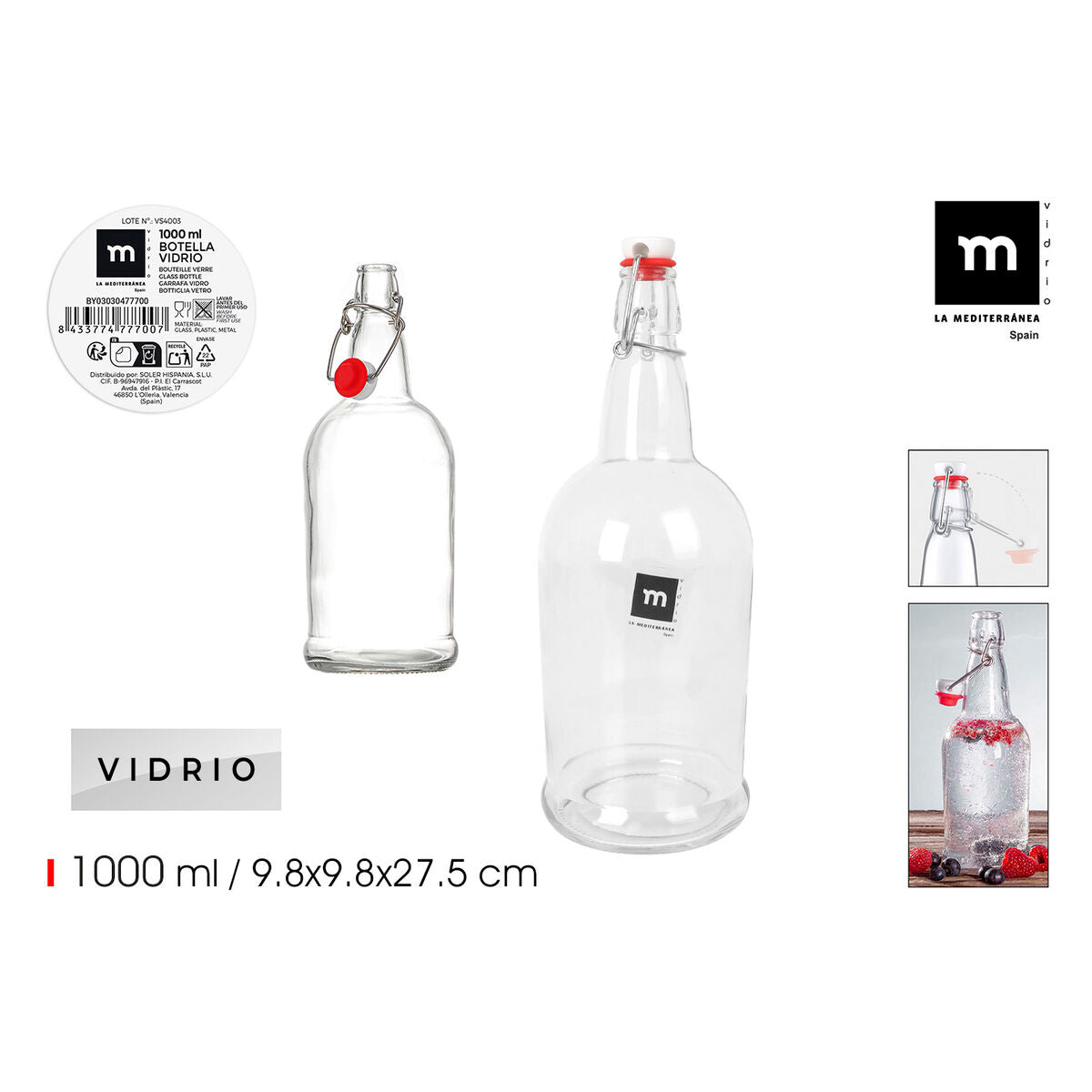 Bouteille en Verre La Mediterránea 1 L (12 Unités)