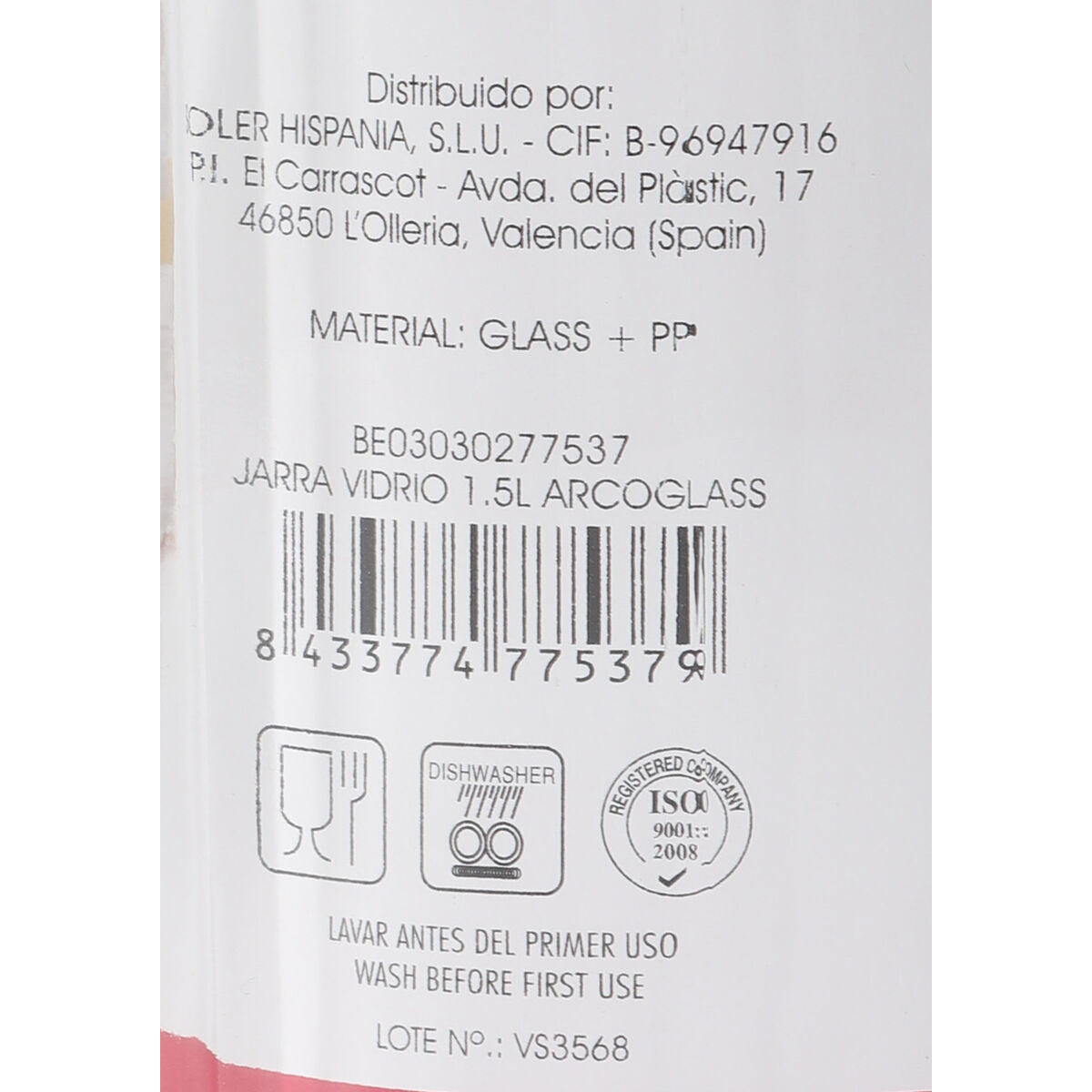 Carafe avec Couvercle et Doseur Arcoglass verre 1,5 L (6 Unités)