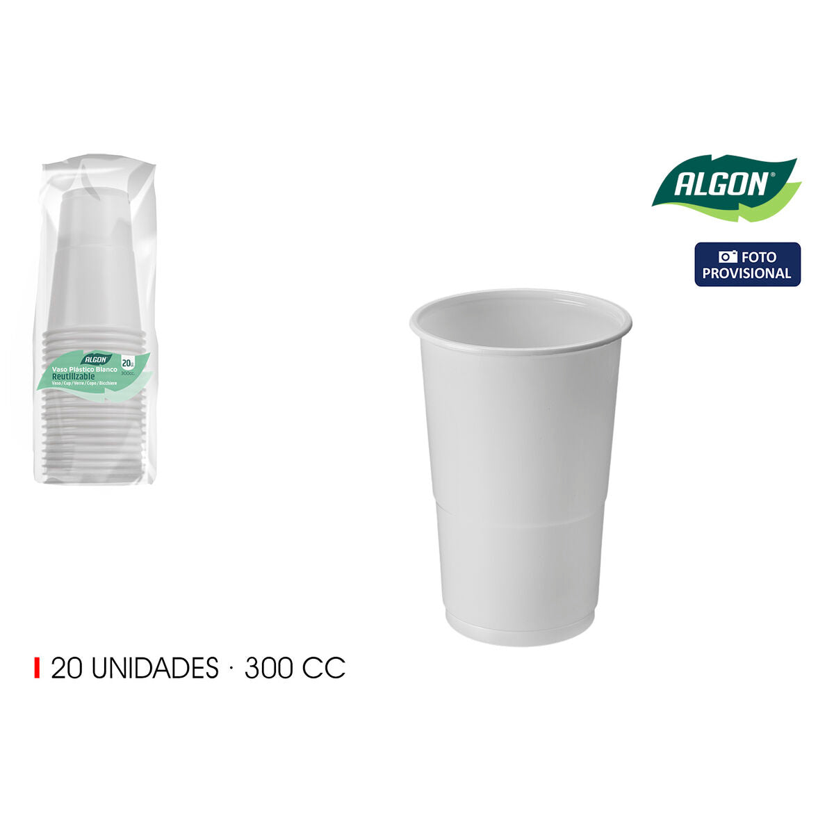 Set de Verres Algon Blanc 300 ml 20 Pièces (24 Unités)