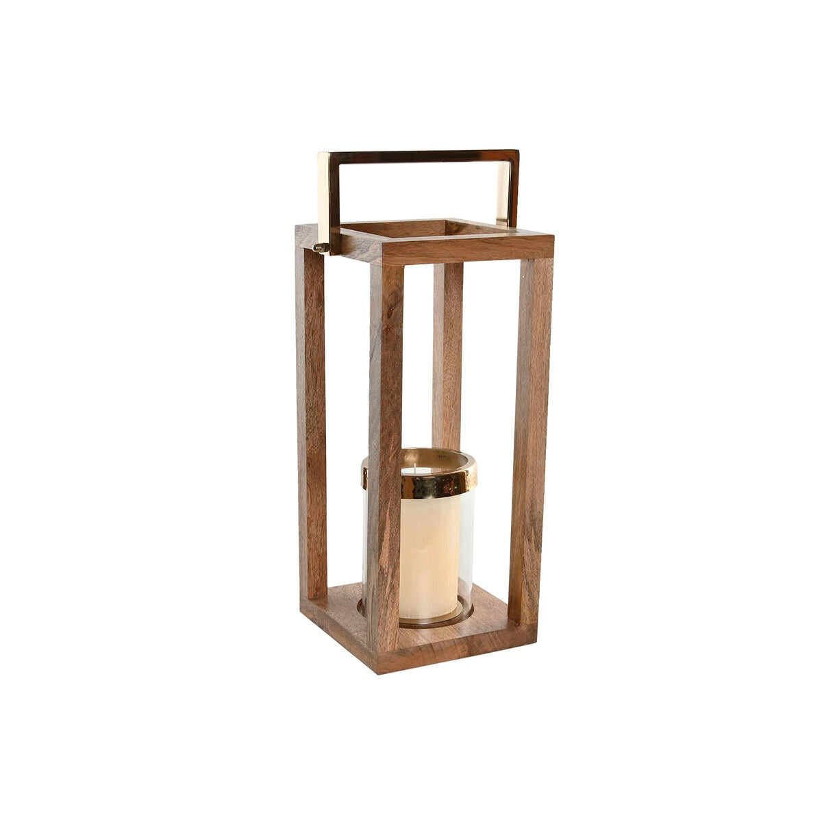 Bougeoir Home ESPRIT Marron Acier Bois de manguier 25 x 25 x 54 cm