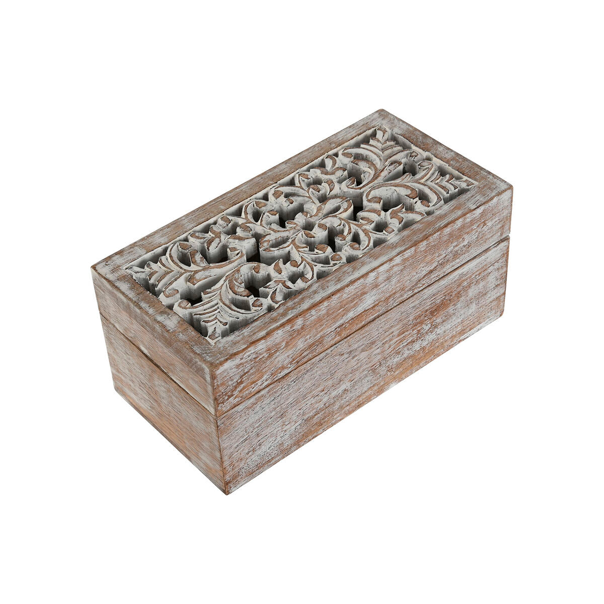 Boîte à bijoux Home ESPRIT Blanc Naturel Bois de manguier (2 Pièces)