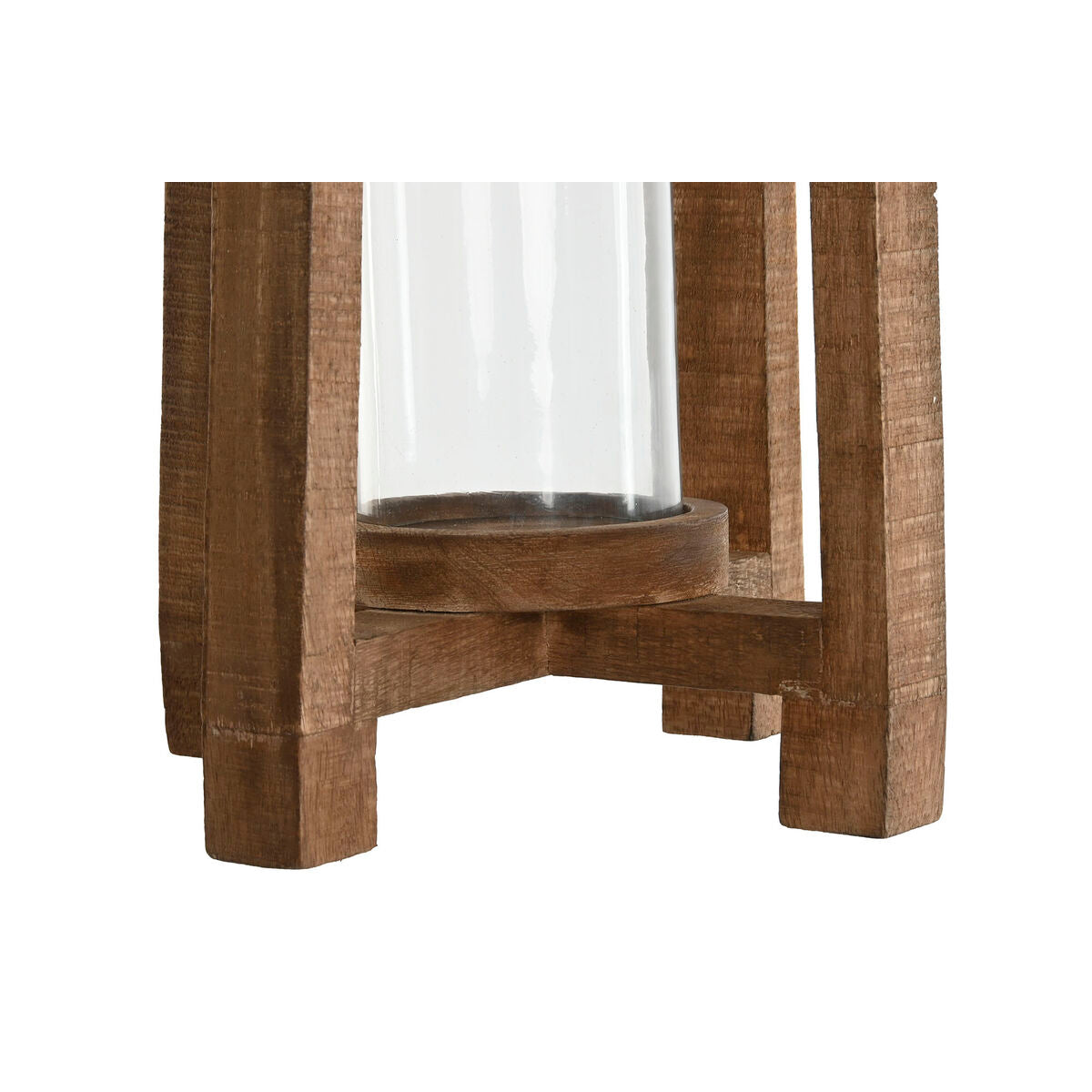 Bougeoir Home ESPRIT Naturel Verre Bois de manguier 27 x 27 x 54 cm