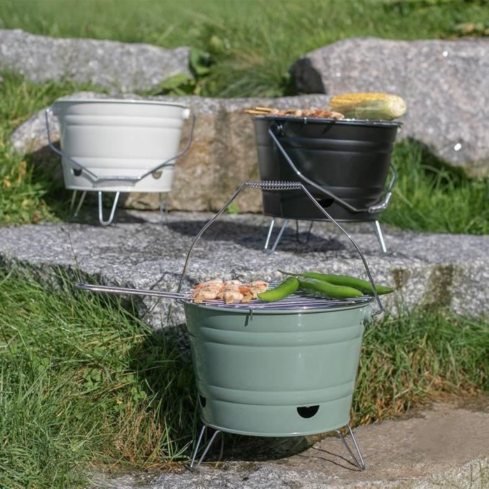 Barbecue a charbon portable - LIVOO - DOC327N - Inox - Surface de cuisson ø27 cm - Hauteur 24 cm