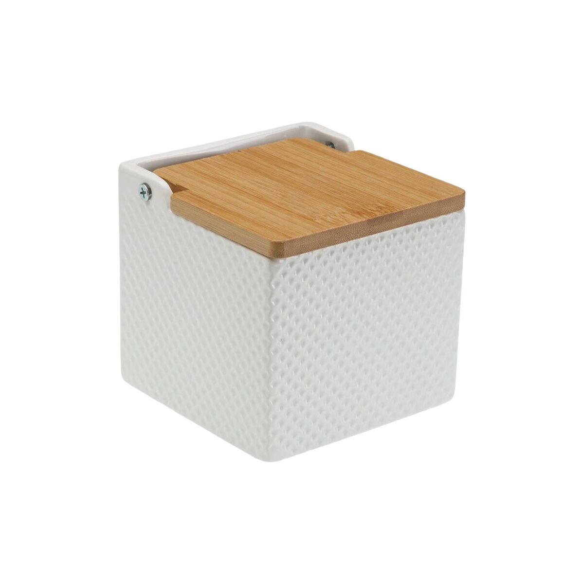 Salière avec couvercle Versa Blanc Céramique Bambou Dolomite 11 x 11 x 11 cm