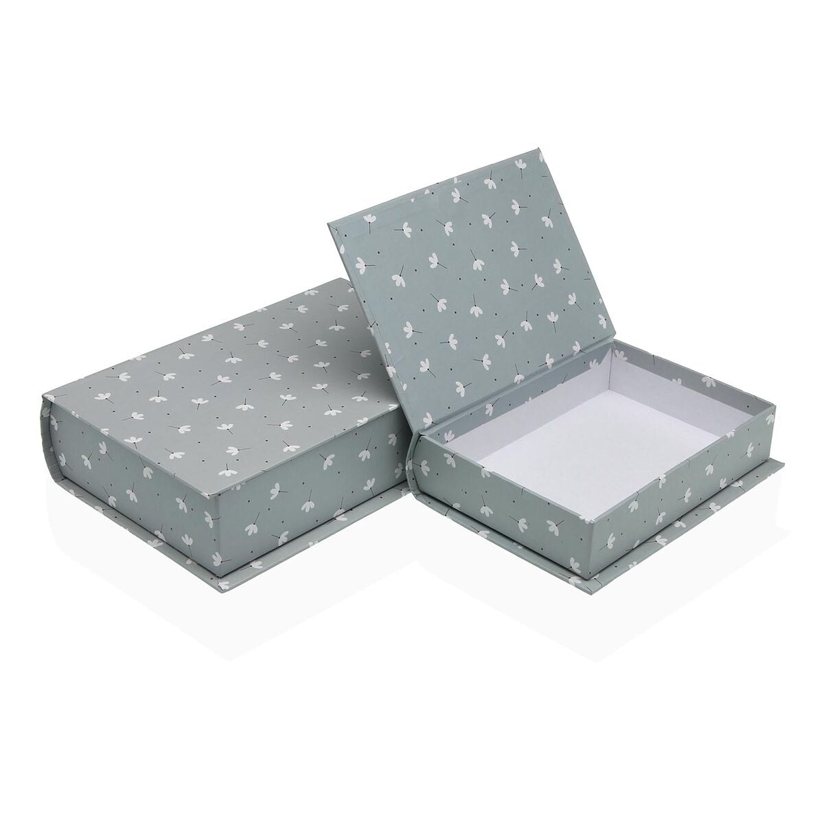 Boîte Décorative Versa Toile Bois MDF Fleurs Livre