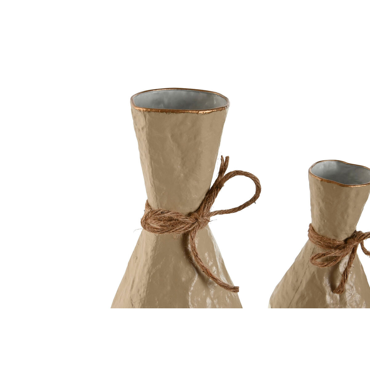 Ensemble de 3 Vases Home ESPRIT Blanc Doré Métal 14 x 14 x 67 cm (3 Pièces)
