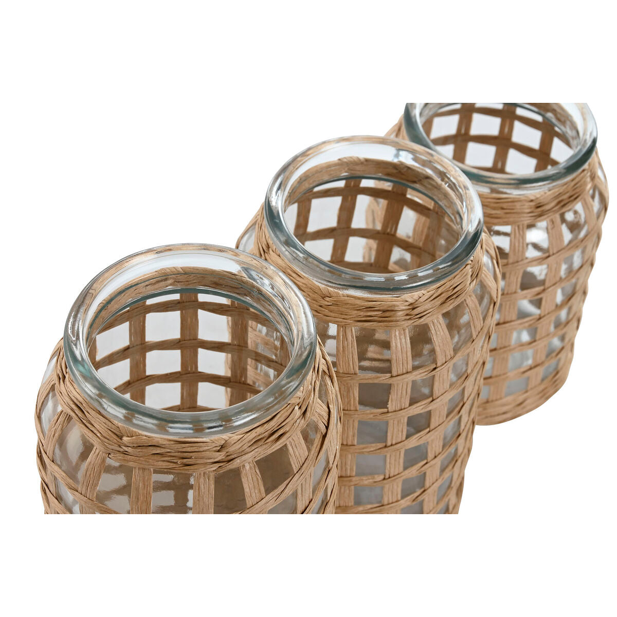 Ensemble de 3 Vases Home ESPRIT Naturel Verre 11 x 11 x 21 cm (3 Pièces)
