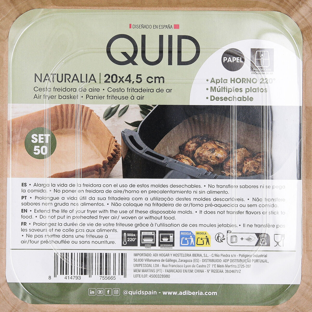 Panier pour Friteuse à Air Quid Naturalia Papier 20 x 4,5 cm 50 Unités