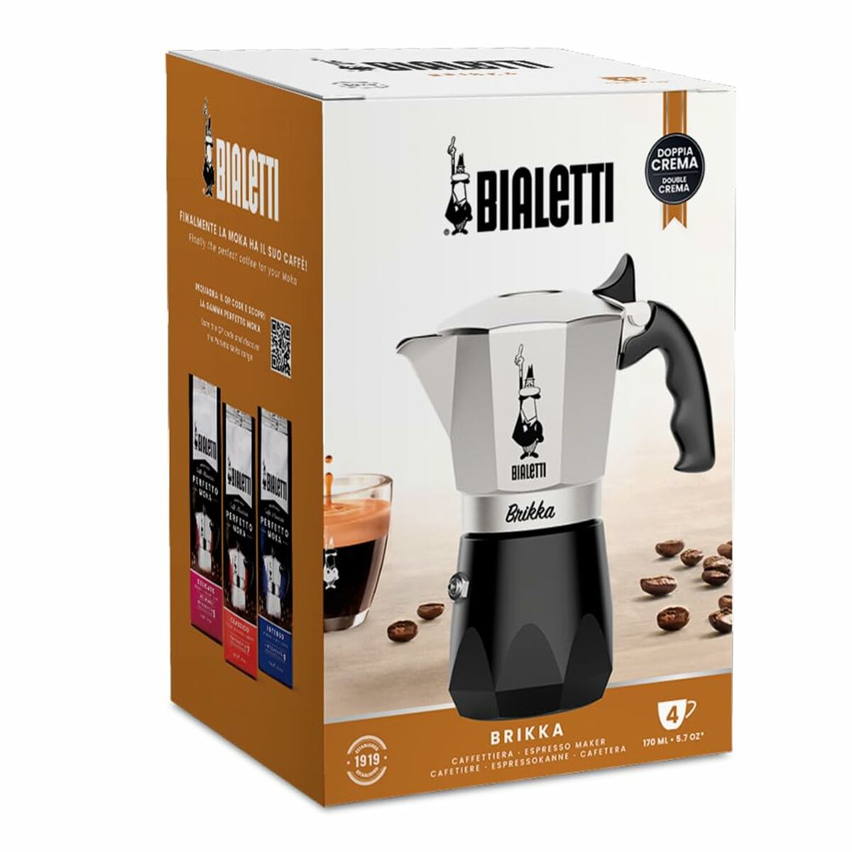 Cafetière Italienne Bialetti Noir Aluminium Thermoplastique 4 Tasses