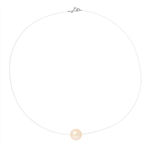 PERLINEA- Collier- Perle de Culture d'Eau Douce- Diamètre 9-10 mm Rose- Bijou Femme- Argent 925 Millièmes
