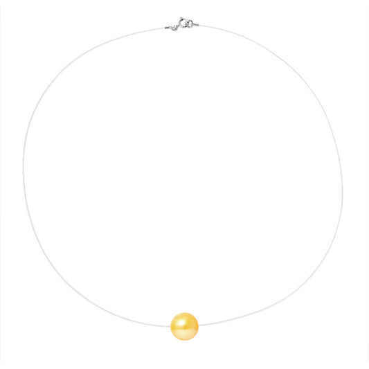 PERLINEA- Collier- Perle de Culture d'Eau Douce- Diamètre 9-10 mm Gold-  Bijou Femme- Argent 925 Millièmes