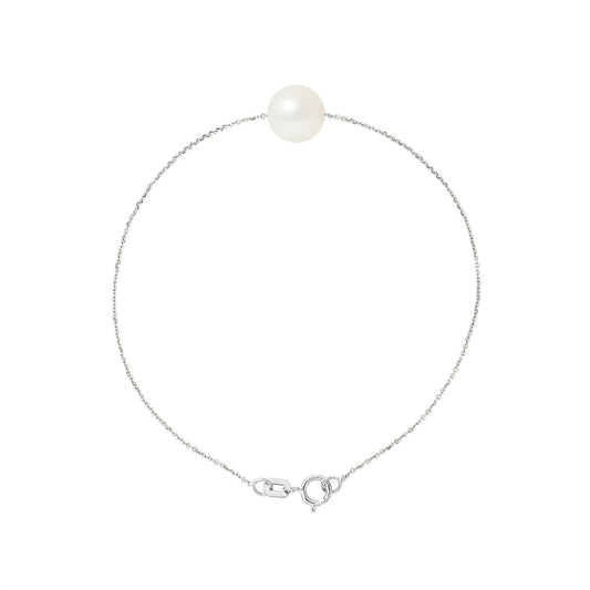 PERLINEA- Bracelet- Perle de Culture d'Eau Douce- Diamètre 8-9 mm Blanc- Bijou Femme- Argent 925 Millièmes