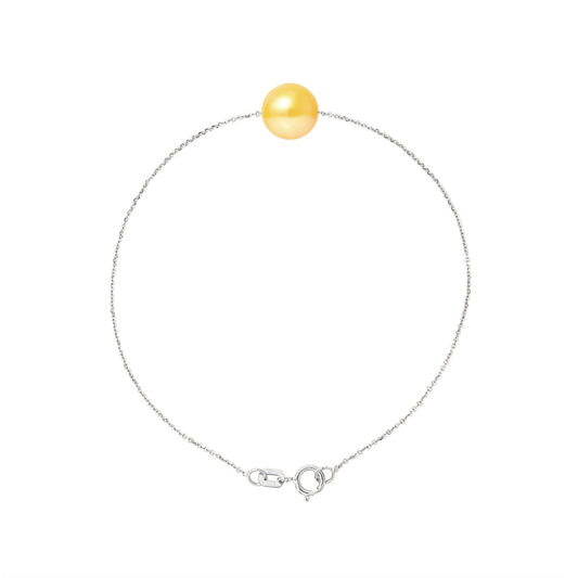 PERLINEA- Bracelet- Perle de Culture d'Eau Douce- Diamètre 8-9 mm Gold-  Bijou Femme- Argent 925 Millièmes