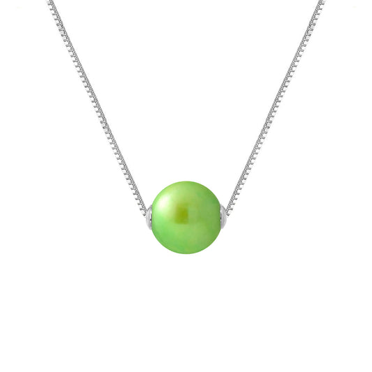 PERLINEA- Collier- Perle de Culture d'Eau Douce- Diamètre 9-10 mm Vert Tonic- Bijou Femme- Argent 925 Millièmes