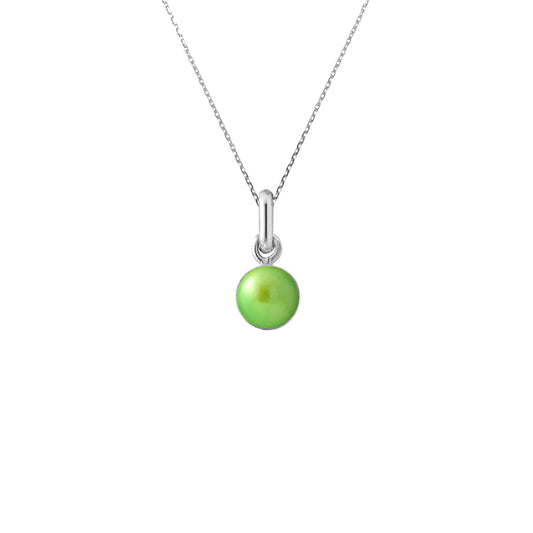 PERLINEA- Collier- Perle de Culture d'Eau Douce- Diamètre 6-7  mm  Vert Tonic- Bijou Femme- Argent 925 Millièmes