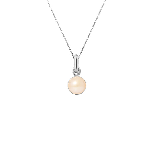 PERLINEA- Collier- Perle de Culture d'Eau Douce- Diamètre 6-7  mm  Rose- Bijou Femme- Argent 925 Millièmes