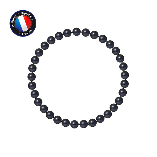 PERLINEA- Bracelet Porte Bonheur- Perle d'Eau Douce- Ronde 5-6 mm Black Tahiti- Bijou Femme