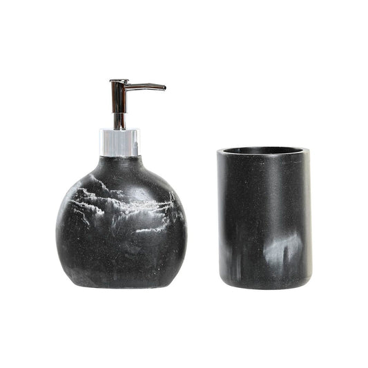 Ensemble de Bain DKD Home Decor Noir Aluminium Plastique Résine Marbre (11 x 6 x 17 cm)