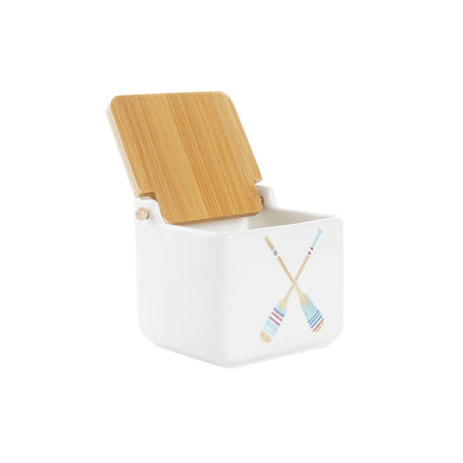 Salière avec couvercle DKD Home Decor Marin Multicouleur Bambou Dolomite 12,5 x 12,5 x 11,5 cm