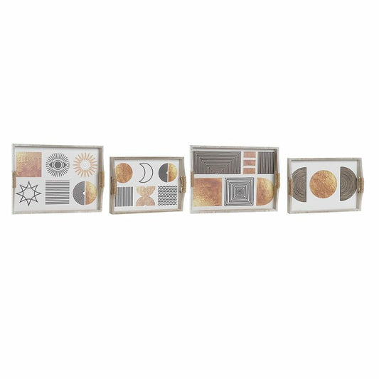 Jeux de plateaux DKD Home Decor Noir Doré Blanc 40 x 30 x 6 cm (2 Unités)
