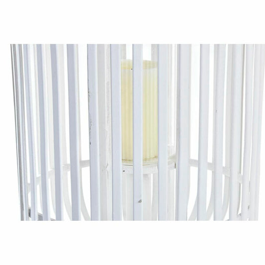 Lanterne DKD Home Decor Verre Blanc Bambou (28 x 28 x 47 cm)
