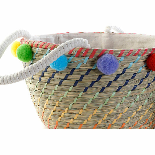 Set de basket DKD Home Decor Polyester Pompons (57 x 45 x 42,5 cm)