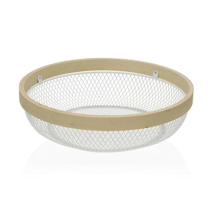 Coupe à fruits Versa Blanc Métal Bois (25 x 7 x 25 cm)
