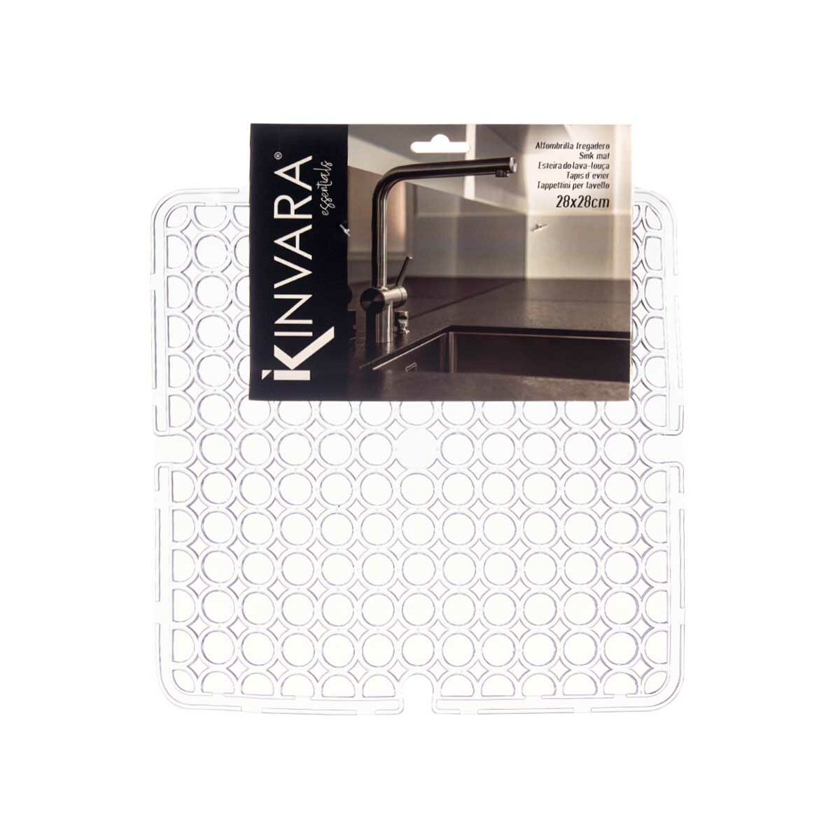 Tapis Évier Transparent Plastique 28 x 0,1 x 28 cm (12 Unités)