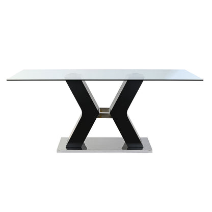 Table de Salle à Manger DKD Home Decor Noir Bois Verre trempé Bois MDF 180 x 90 x 76 cm