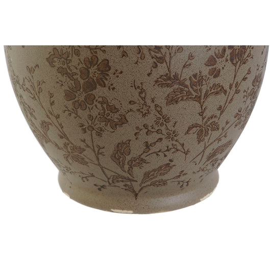Vase Home ESPRIT Marron Vert Grès Feuille d'une plante 17 x 17 x 22 cm