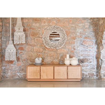 Meubles de télévision Home ESPRIT Naturel Rotin Chêne 157 x 40 x 46 cm