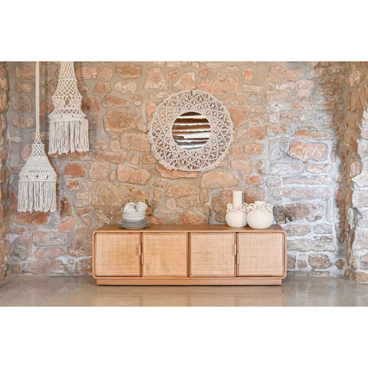 Meubles de télévision Home ESPRIT Naturel Rotin Chêne 157 x 40 x 46 cm